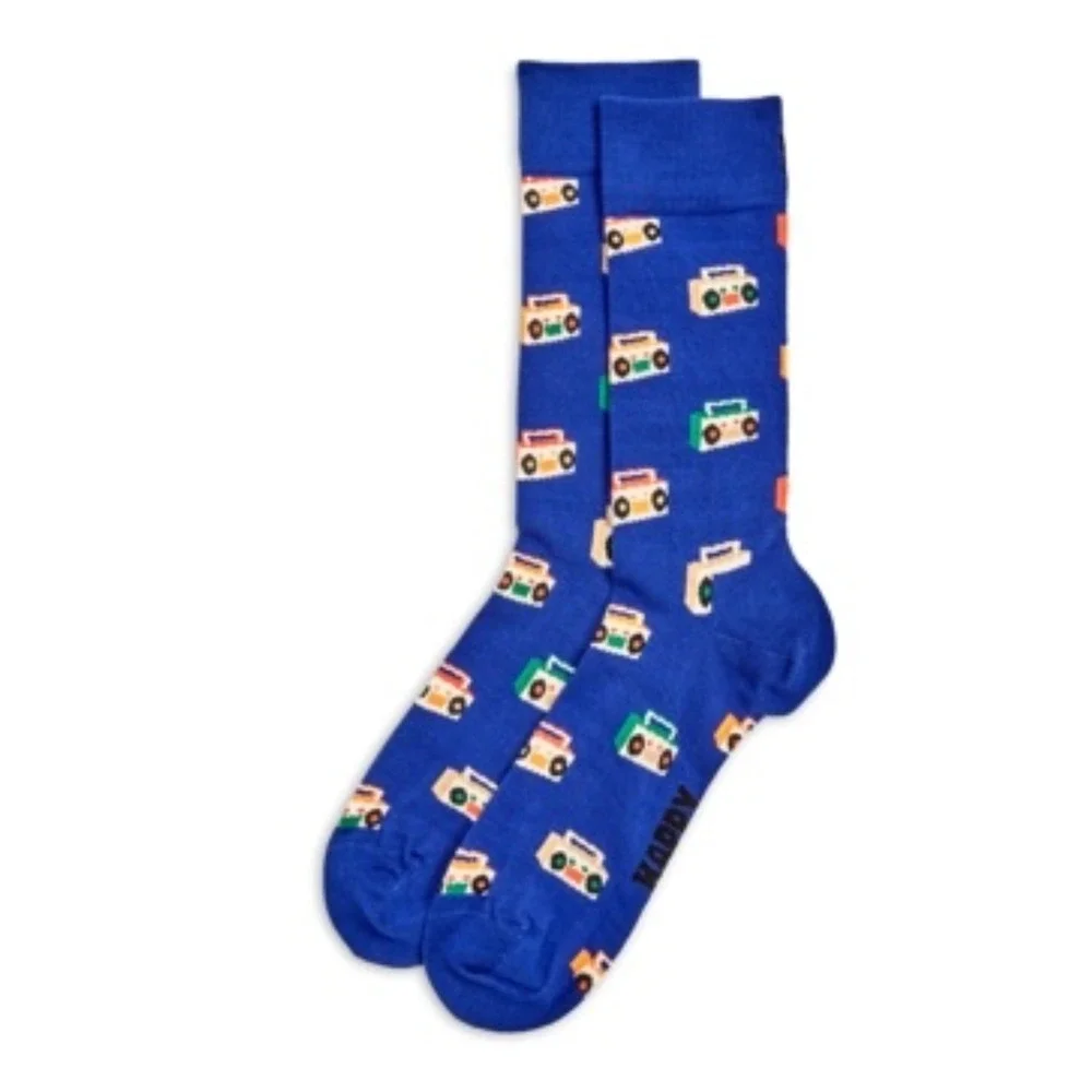 Happy Socks Men Boom Box Crew Socks Blue Fits Shoe Size 8-14